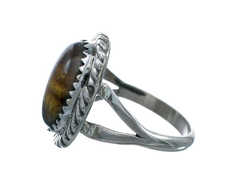 Sterling Silver Tiger Eye Native American Ring Size 7-1/4 X10189